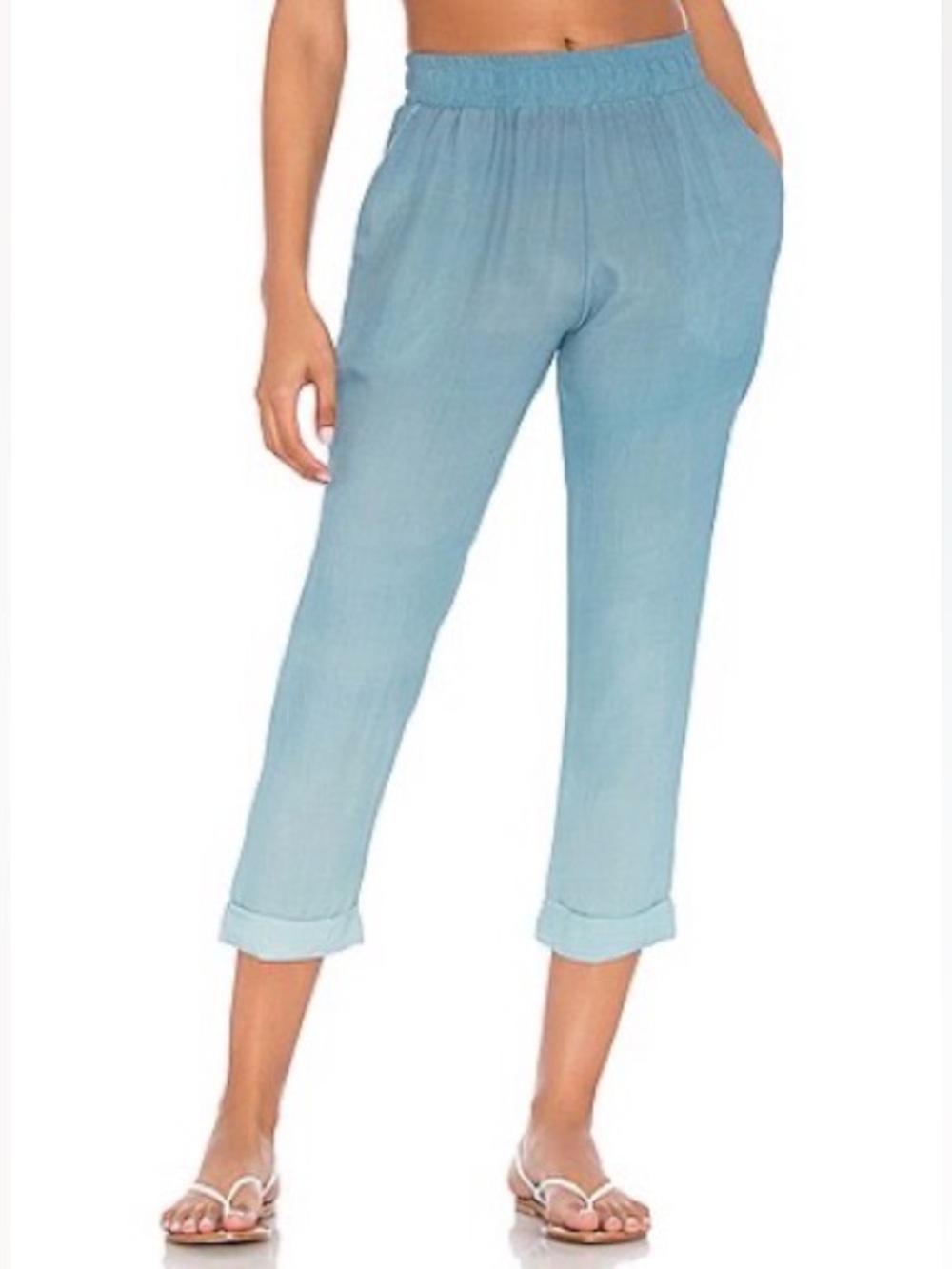 Beach Riot x REVOLVE Avery Ombre Crop Pants Blue Smoke NWT Size L
